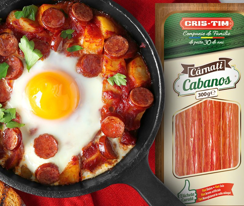 Cârnați Cabanos Cris-Tim cu ou la tigaie