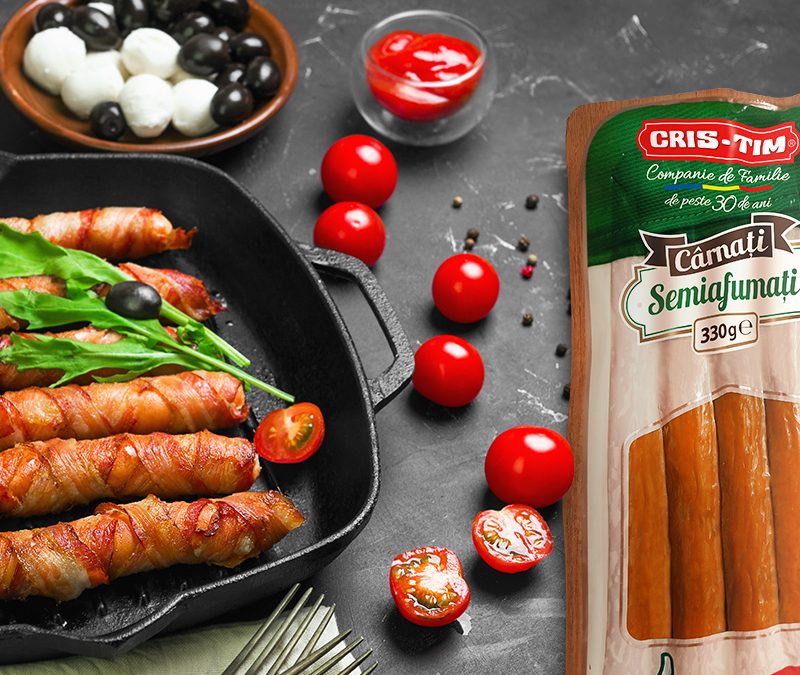 Cârnați Semiafumați Cris-Tim înveliți în bacon